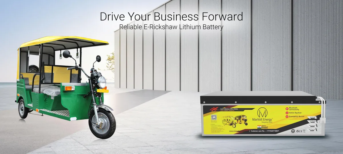 Maxvolt e-rickshaw battery in use
