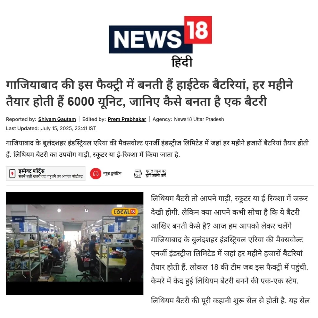 Lithium Battery Manufacturing in India: Maxvolt Energy Producing 6,000 Units Monthly in Ghaziabad