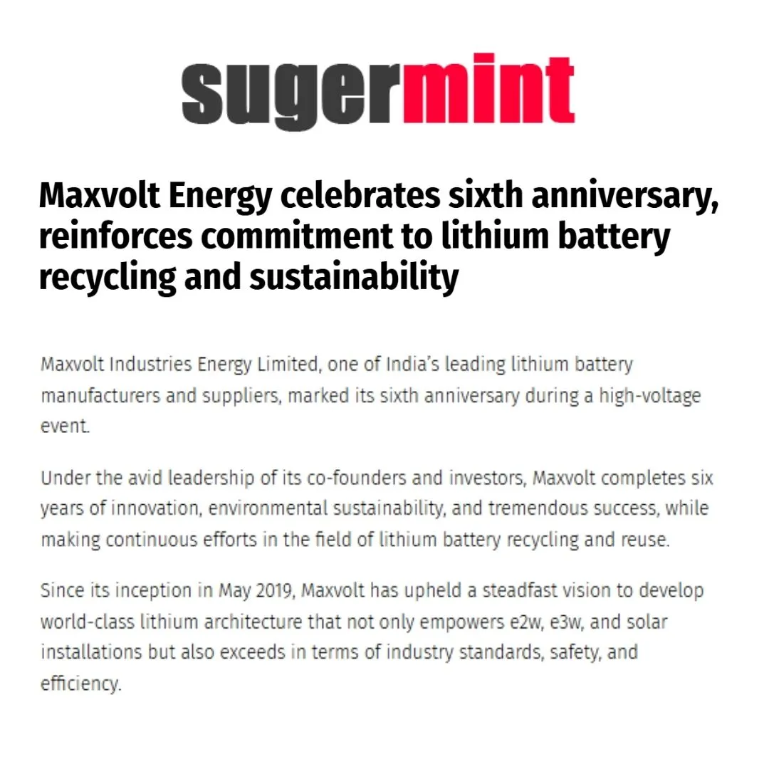 Maxvolt Energy Celebrates Six Years of Powering India’s Green Revolution