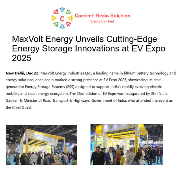 MaxVolt Energy Showcases Next-Generation Energy Storage Systems at EV Expo 2025