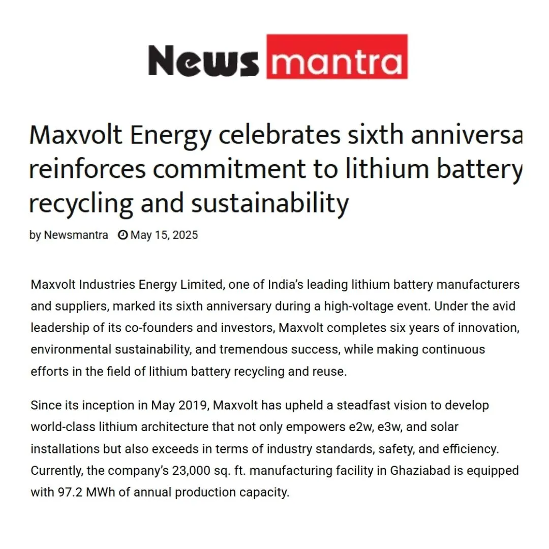 Six Years of Excellence: Maxvolt Leads India’s Lithium Battery Revolution